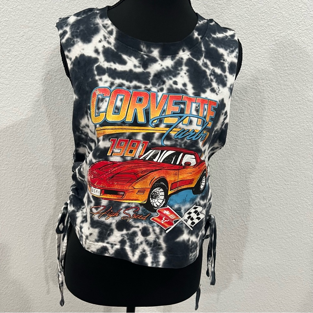 Chemistry Black and White Tie-Dye Corvette Tank Top